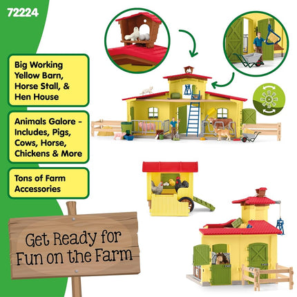 Schleich Farm World - 123Pc Large Farm Pony Box Playset - Kids 3+ | 72224