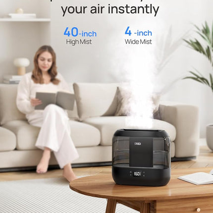 DREO Smart Humidifiers for Bedroom, Top Fill 4L Supersized Humidifier Large Room with 28 dB, 36H Runtime, Touch/APP/Voice Control, Nightlight, Cool Mist Humidifiers for Baby, Plants, Indoor, Ebony