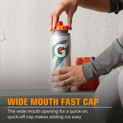 Gatorade Insulated Squeeze Bottle, 30oz, Silver, BPA Free, Double-Wall Insulation