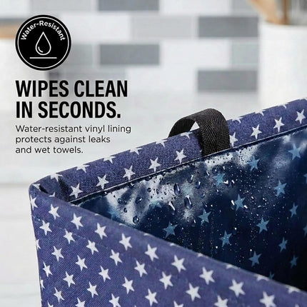 Household Essentials 2240 Krush Canvas Utility Tote | Reusable Grocery Shopping Laundry Carry Bag | Blue with White Stars, 22" L X 11" W X 13" H,