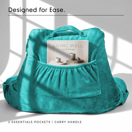 Nestl Reading Pillow for Bed, Back Pillow for Sitting Up in Bed, Teal