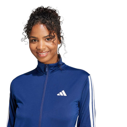 adidas Women's Tricot Track Top & Bottoms, Dark Blue/White/Track Top, XL