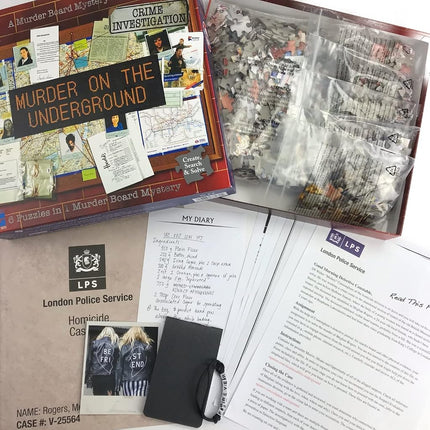 Murder Mystery Party Case File Puzzle: Murder on The Underground, 1000 Pieces, Ages 14+ | Investigate Crime, Solve Cold Case, Includes Poster & Evidence Board
