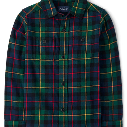 The Children's Place Boys' Long Sleeve Plaid Flann