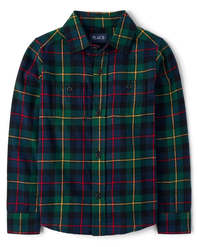 The Children's Place Boys' Long Sleeve Plaid Flann