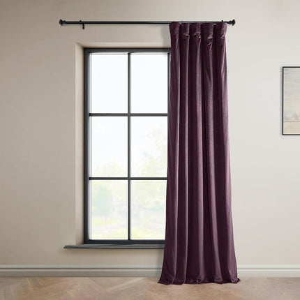HPD Half Price Drapes Heritage Plush Velvet Curtains 108 Inches Long Room Darkening Curtains for Bedroom & Living Room 50W x 108L, (1 Panel), Winter Plum