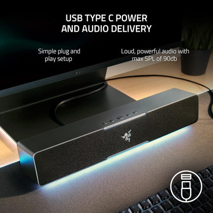 Razer Leviathan V2 X: Barra de sonido para PC con controladores de rango completo - Diseño compacto - Chroma RGB - Alimentación y audio por USB tipo C - Bluetooth 5.0 - para PC, portátiles, teléfonos inteligentes, tabletas y Nintendo Switch