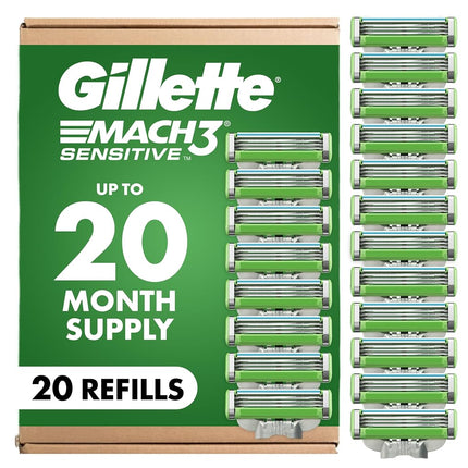 Gillette Mach3 Sensitive Men's Razor, 20 Refills
