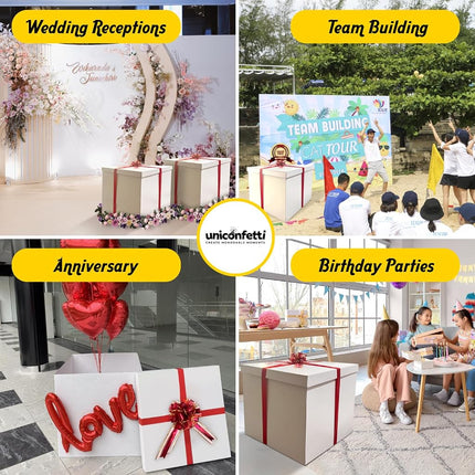 Extra Large Gift Box 28x28x28"—Giant, Jumbo, White Gift Boxes with Lid for Large Gifts, Big Presents for Birthday Surprise, Special Occasions, Unique Celebrations, Not for Heavy-Duty Storage Use