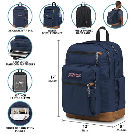JANSPORT Cool Backpack, with 15-inch Laptop Sleeve - Large Computer Bag Rucksack with 2 Compartments, Ergonomic Straps, Black, Black, One Size, Cool Backpack