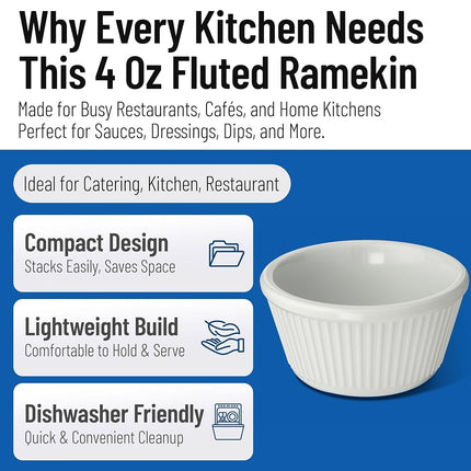 Carlisle FoodService Products Plastic Ramekins, Sauce Bowl, Condiment Bowl with Stain Resistant for Catering, Kitchen, Restaurant, 4 Ounces, White, (Pack of 48)