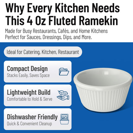 Carlisle FoodService Products Plastic Ramekins, Sauce Bowl, Condiment Bowl with Stain Resistant for Catering, Kitchen, Restaurant, 4 Ounces, White, (Pack of 48)