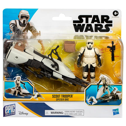 STAR WARS Epic World of Action Scout Trooper & Speeder Bike, 4-Inch Action Figure & Vehicle, Toys for 4 Year Old Boys and Girls & Up