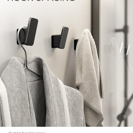 4-Pack Matte Black Towel Hook for Bathroom, Robe Coat Hook, Heavy Duty Wall Hooks for Hanging Bag Hat Mudroom Bedroom Shower Closet, Drill in Hanger Mount with Screw, Holder Back of Door Outdoor