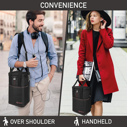 opux Wine Bag, 4 Bottle Wine Cooler Bag, Insulated Wine Tote Carrier for Travel Picnic BYOB, Leakproof Padded Portable Wine Bottle Bag for Wine Lovers Gift Women Men Christmas (Black)