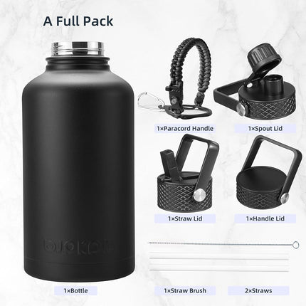 BJPKPK 64oz Insulated Water Bottle, Half Gallon Water Jug with Straw Lid