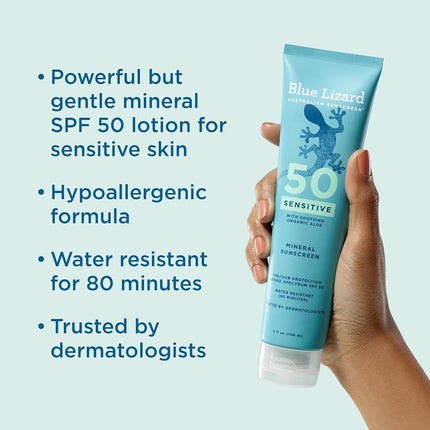 Blue Lizard Australian Sunscreen, Sensitive Mineral Sunscreen, SPF 50, 5 fl oz (148 ml)