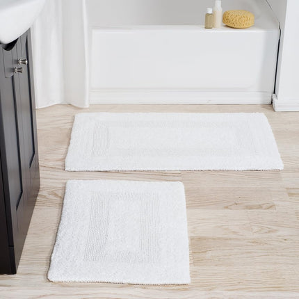 Bedford Home 100 Percent Cotton 2 Piece Reversible Rug Set - White