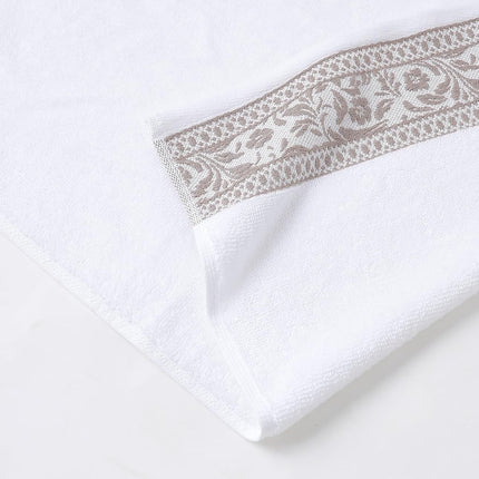 Modern Threads Allie 6-Piece 100% Cotton Towel Set – Jacquard Floral Border – Includes 2 Bath Towels, 2 Hand Towels, 2 Washcloths – Absorbent, Quick Dry, Soft & Durable – Taupe