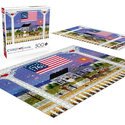 Buffalo Games Jigsaw Puzzles for Adults 500 Pieces - Charles Wysocki - Nantucket 4th of July - Hard Adult Puzzle with Reference Poster, Fun, Unique & Challenging for All Abilities, Large 21.25 x 15
