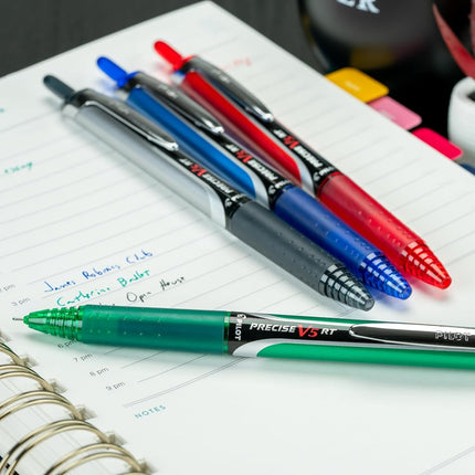 PILOT Precise V5 RT Refillable & Retractable Liquid Ink Rolling Ball Pens, Extra Fine Point (0.5mm) Red Ink, 12-Pack (26064)