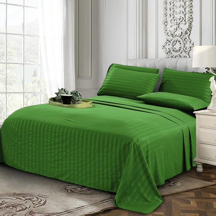 Elegant Comfort Luxury Soft Bed Sheets Dobby Stripe 1500 Premium Hotel Quality Microfiber Softness Wrinkle and Fade Resistant (4-Piece) Bedding Set, Twin, Stripe Royal Green