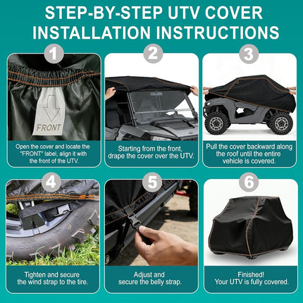 QYMOTO CFMOTO UTV Cover Heavy Duty All Weather Storage Cover Fits for Uforce Zforce 500 600 800 950 1000 2 Seater Cover Windproof Rainproof