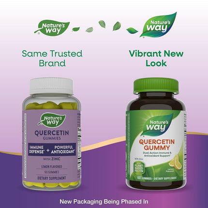 Nature’s Way Quercetin Gummies with Zinc, Immune Defense*, Powerful Antioxidant*, Lemon Flavored, 60 Gummies