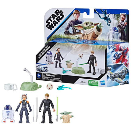 STAR WARS Mission Fleet, 2.5-Inch Scale Grogu Action Figure Set with 4 Figures & 7 Accessories, Toys for 4 Year Old Boys & Girls, F8349, Black