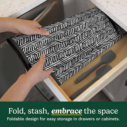 Tapis égouttoir Cuisinart pour comptoir de cuisine - (2) tapis de séchage de vaisselle ultra absorbants de 40,6 x 45,7 cm - Dos en maille, pliable, lavable en machine, tapis de séchage rapide (lignes pointillées)