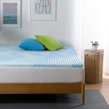 ZINUS 1.5 Inch Swirl Gel Cooling Memory Foam Mattress Topper, Smaller, More Convenient WonderBox Packaging, Cooling, Airflow Design, CertiPUR-US Certified, King