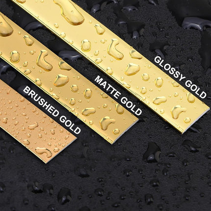 Soengsau Glossy Gold Finish Molding Trim, 393.6"L x 0.4"W Peel and Stick Decoration Strip for Ceiling, Wall, Tile Edge, Furniture Cabinet, Mirror