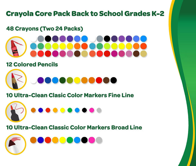 CRAYOLA Core Pack for Back to School - Grades K-2 (Amazon Exclusive)