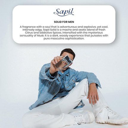 Sapil Solid - EDT Spray for Men - Powerful and Exotic Eau De Toilette - Long Lasting and Addictive Cologne - Opens with Citrus Notes - Perfect for Date Night or Evening Out - 3.4 oz
