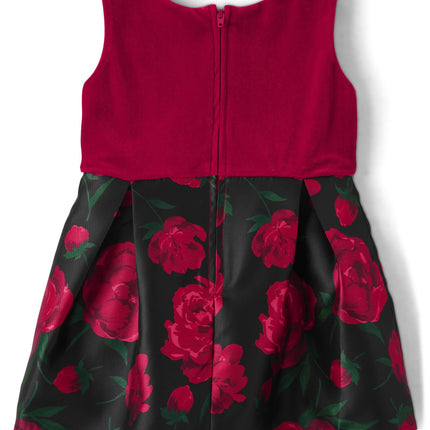 The Children's Place Baby Girls' and Toddler Sleeveless Holiday Dressy Dress, Floral White, 3T