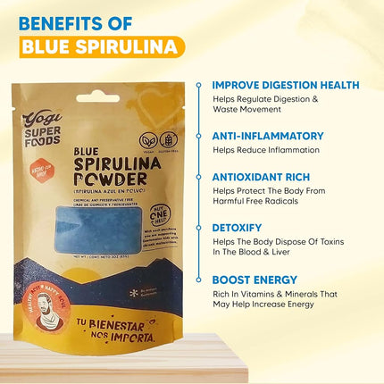 Yogi Super Foods Blue Spirulina Powder Made from Blue-Green Algae Extract - Superfood Plant, Rich Source of Protein, for Immune Support, Energy, Natural Food Coloring for Baking - 5 Ounce Bag