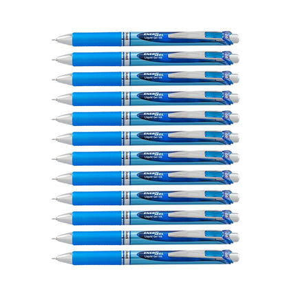 Pentel® EnerGel™ RTX Retractable Liquid Gel Pens, Fine Point, 0.5 mm, 54% Recycled, Assorted Barrel Colors, Blue Ink, Pack Of 12 Pens