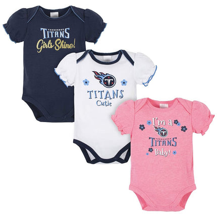 Gerber Baby Girl's Standard NFL 3 Pack Short Sleeve Onesie Bodysuit, Team Color, 6-12 Months