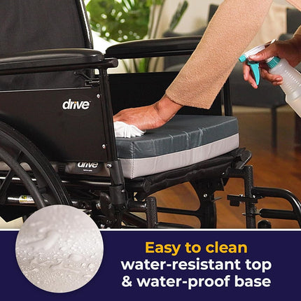 Drive Medical Deluxe Skin Protection Gel E 3" Wheelchair Seat Cushion, Dark Blue, 16" x 16" x 3"