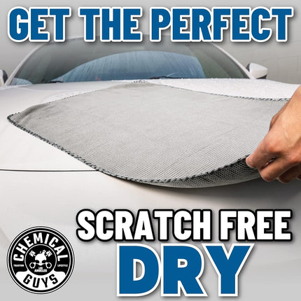 Chemical Guys Waffle Weave Grey Matter 70/30 Blend Microfiber Drying Towel with Silk Edging, 25" x 36"
