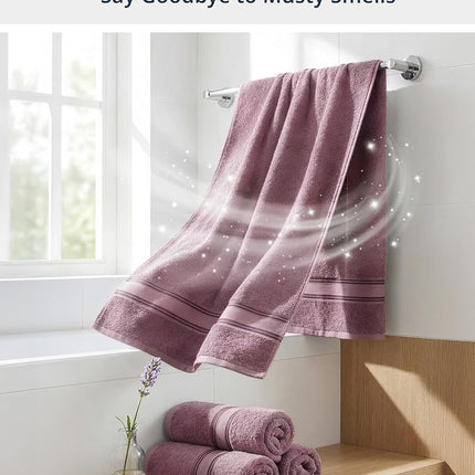 LANE LINEN 100% Cotton Large Bath Towels Set of 4 (28"x54") - Zero Twist, Mercerized Cotton Bathroom Towel 4 Pack - Quick Dry, Soft & Absorbent Large Towels Set - Oeko Tex Certified - Wishful Mauve