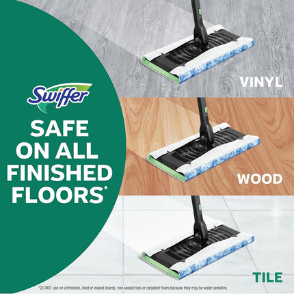 Swiffer Sweep and Mop Deluxe, 2-in-1 Floor Mopping and Sweeping Kit, 1 Device, 5 Sweep Refills, 12 Mop Refills