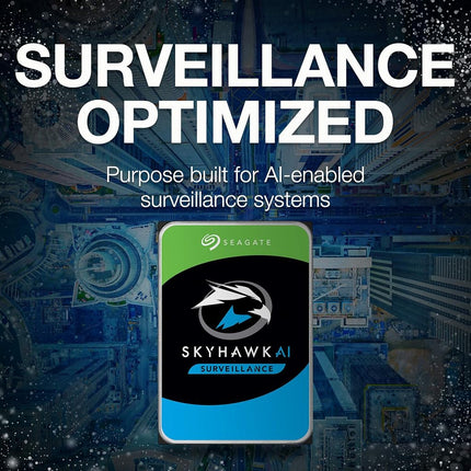 Seagate Skyhawk AI 10TB Surveillance Internal Hard Drive HDD-3.5 Inch SATA 6Gb/s 256MB Cache for DVR NVR Security Camera System with Drive Health Management-Frustration Free Packaging (ST10000VE0008)
