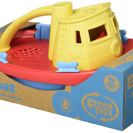Green Toys Tugboat, Surtido CB - Juego de imitación, habilidades motoras, juguete de baño para niños, vehículo flotante y vertedor. Sin BPA, ftalatos, PVC. Apto para lavavajillas, Plástico reciclado, Fabricado en EE. UU.
