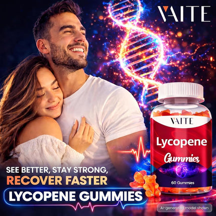 VAITE Lycopene Supplements for Men & Women 75mg Gummies - Antioxidant | General Wellness | Supports Skin & Vision | Daily Vitality | Plant-Based, Sugar-Free, 60 Vegan Gummy Chews, Non-GMO, Chewables