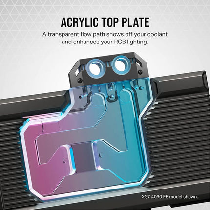 Corsair Hydro X Series XG7 RGB 4080 SUPRIM/TRIO GPU Water Block - For MSI GeForce RTX™ 4080 SUPRIM and GAMING TRIO Cards - Nickel-Plated Copper - Included Backplate & 5V ARGB Adapter Cable - Black