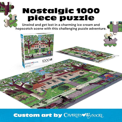 Buffalo Games - Charles Wysocki - Ice Cream and Hopscotch - 1000 Piece Jigsaw Puzzle for Adults Challenging Puzzle Perfect for Game Nights - Finished Puzzle Size is 26.75 x 19.75