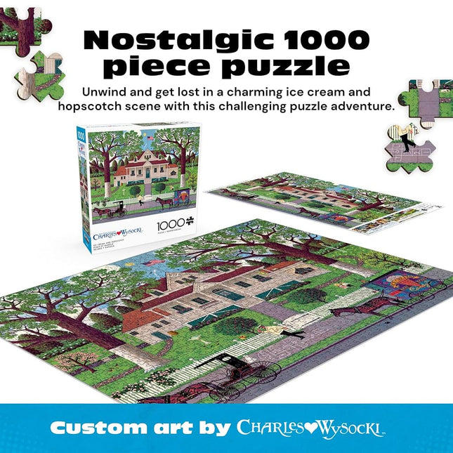 Buffalo Games - Charles Wysocki - Ice Cream and Hopscotch - 1000 Piece Jigsaw Puzzle for Adults Challenging Puzzle Perfect for Game Nights - Finished Puzzle Size is 26.75 x 19.75