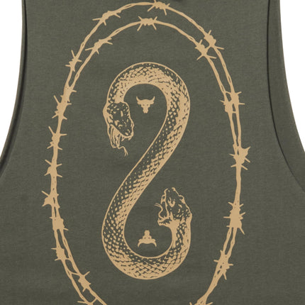 Under Armour Men's Project Rock Snake Sleeveless Hoodie, (310) Baroque Green / Bayou / White, M