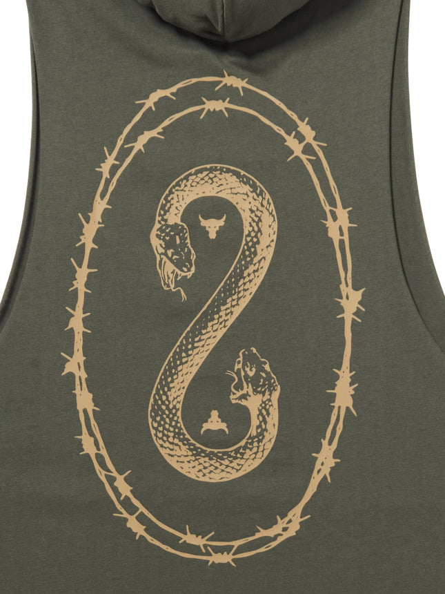 Under Armour Men's Project Rock Snake Sleeveless Hoodie, (310) Baroque Green / Bayou / White, M